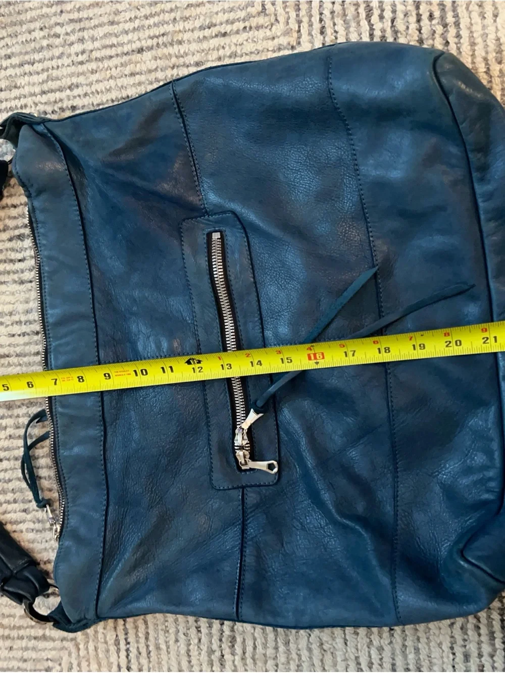 Tylie Malibu Blue Leather Hobo Bag Large Shoulder Bag Boho